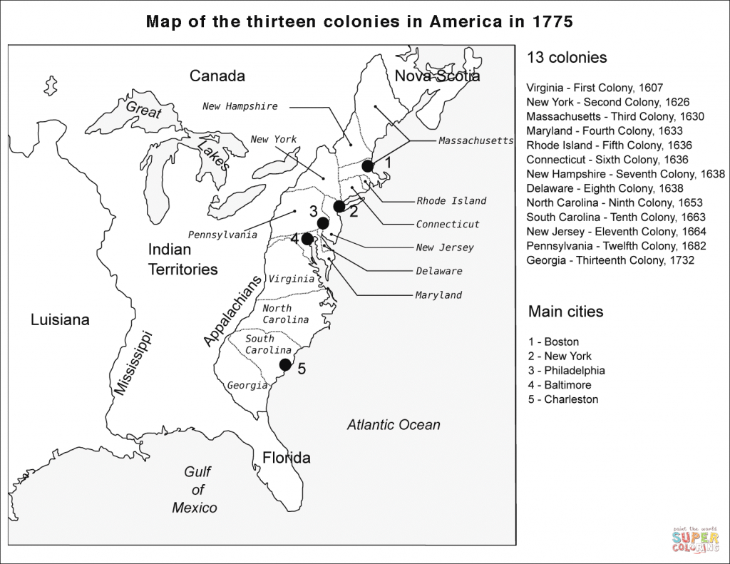 13 Colonies Map Coloring Page | Free Printable Coloring Pages - Map Of The 13 Original Colonies Printable