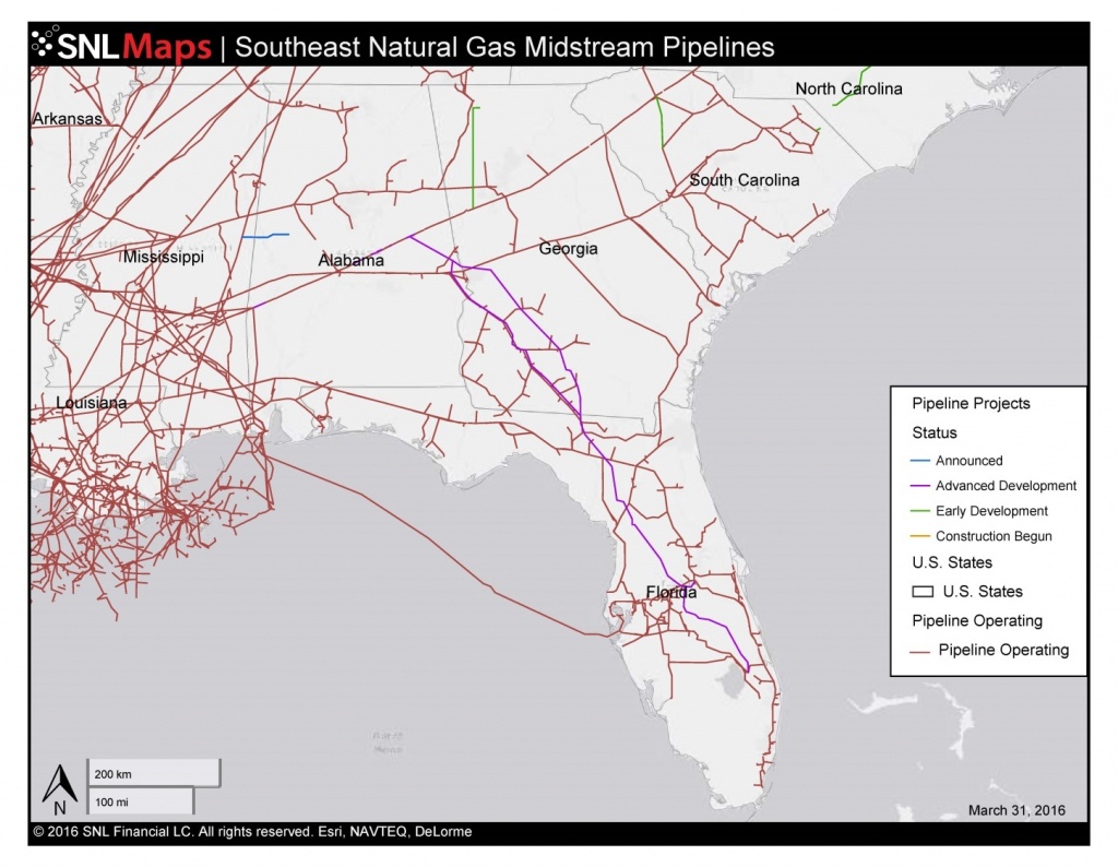 1448×1123 Map Of Southeast Mid-Stream Natural Gas Pipelines, In - Natural Gas Availability Map Florida