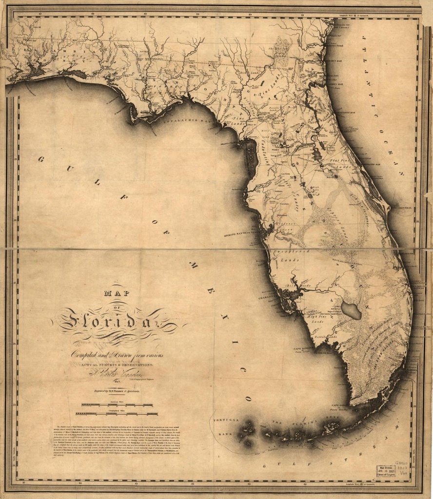 1823, Florida State Map, Florida, United States | Me Likey | Florida - Framed Map Of Florida