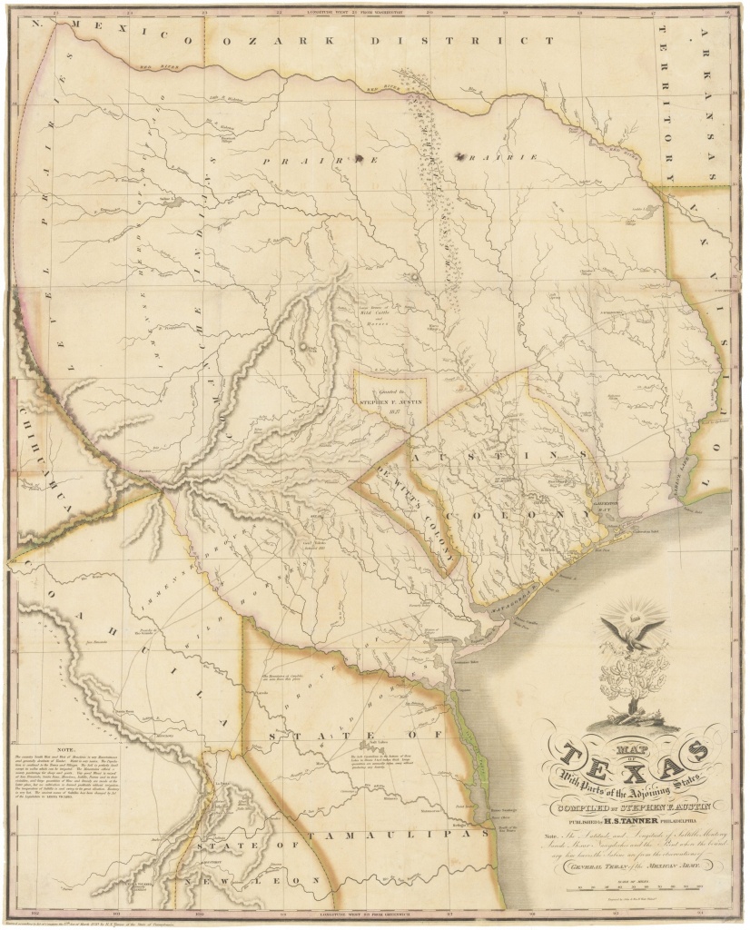 1830 First Edition Of The Austin Map Of Texas: “The Map Of Texas I - Stephen F Austin Map Of Texas