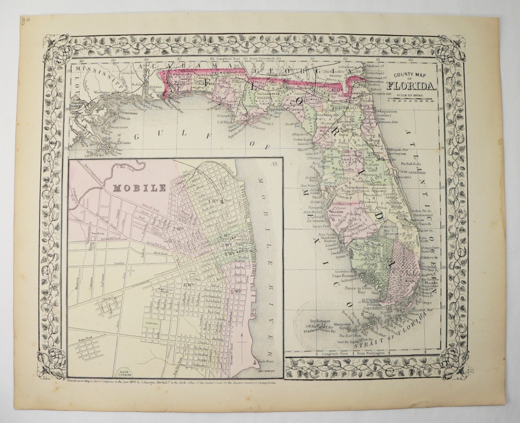 1872 Antique Map Florida State Map Vintage Florida Gift | Etsy - Vintage Florida Map