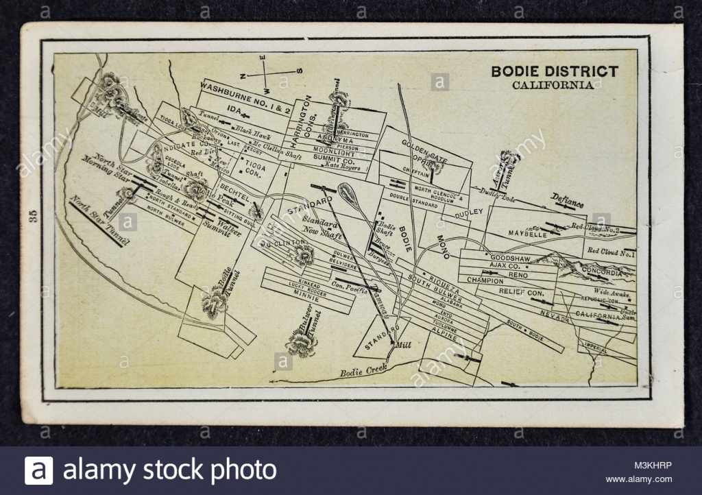 1882 Bradstreet Atlas Map - Gold Mine Map - Bodie District Stock - Bodie California Map