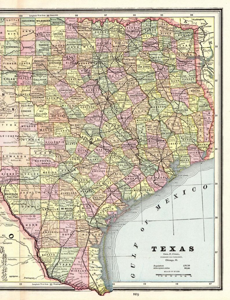 1888 Antique Texas Map Vintage State Map Of Texas Gallery Wall | Etsy - Vintage Texas Map