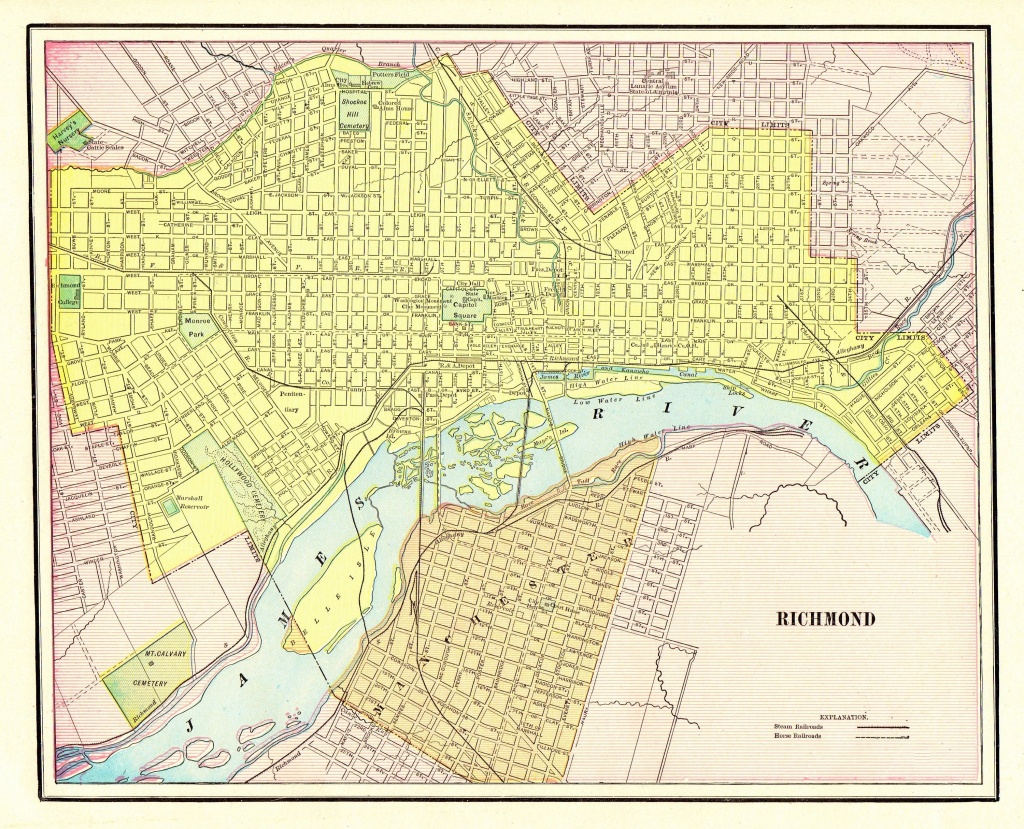 1901 Antique Richmond City Map Reproduction Print Of Richmond - Printable Map Of Richmond Va