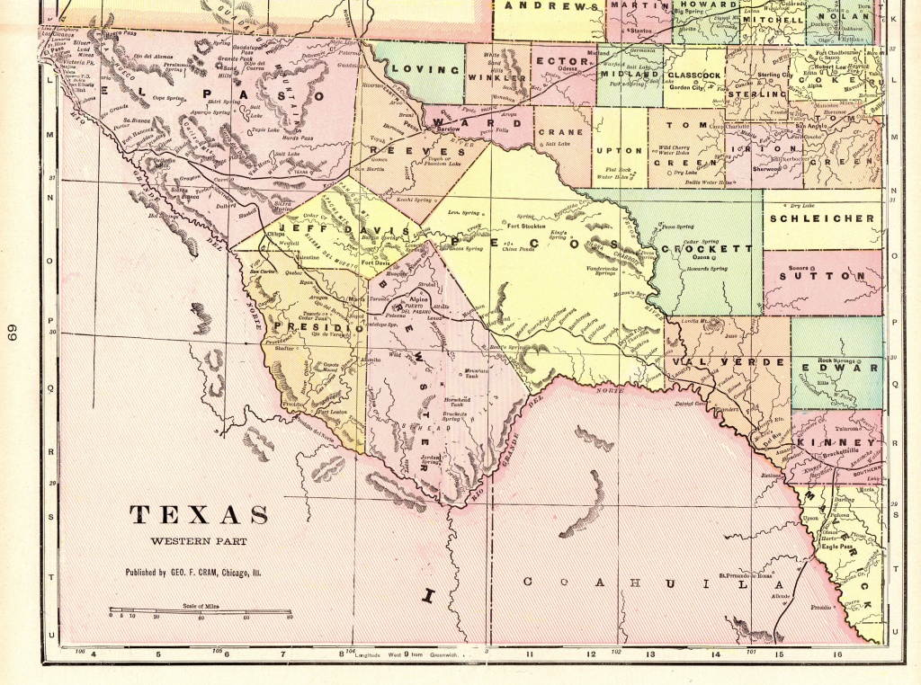 1901 Vintage Texas Map Of Western Texas Antique Map Travel | Etsy - Travel Texas Map