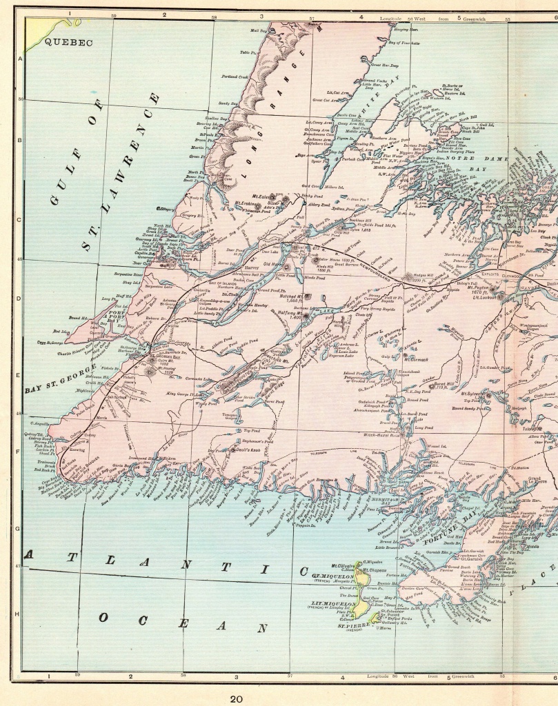 1902 Antique Newfoundland Map Of Newfoundland Canada Print Vintage - Printable Map Of Newfoundland