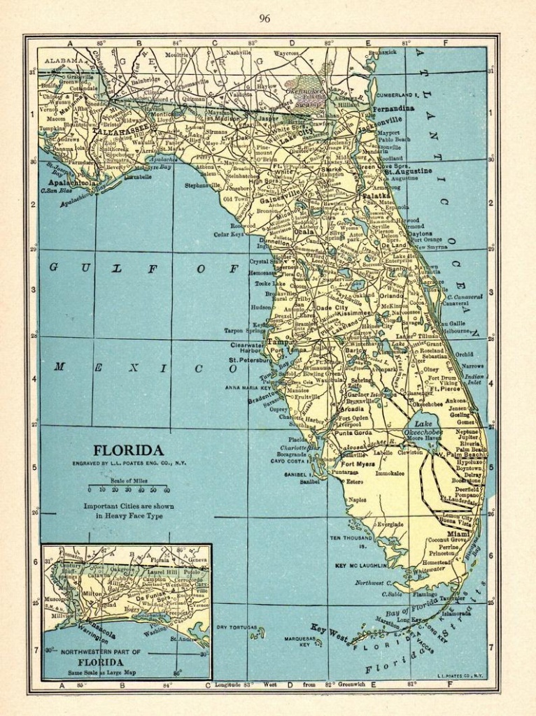 1931 Antique Florida Map Vintage State Map Of Florida Gallery | Etsy - Antique Florida Map