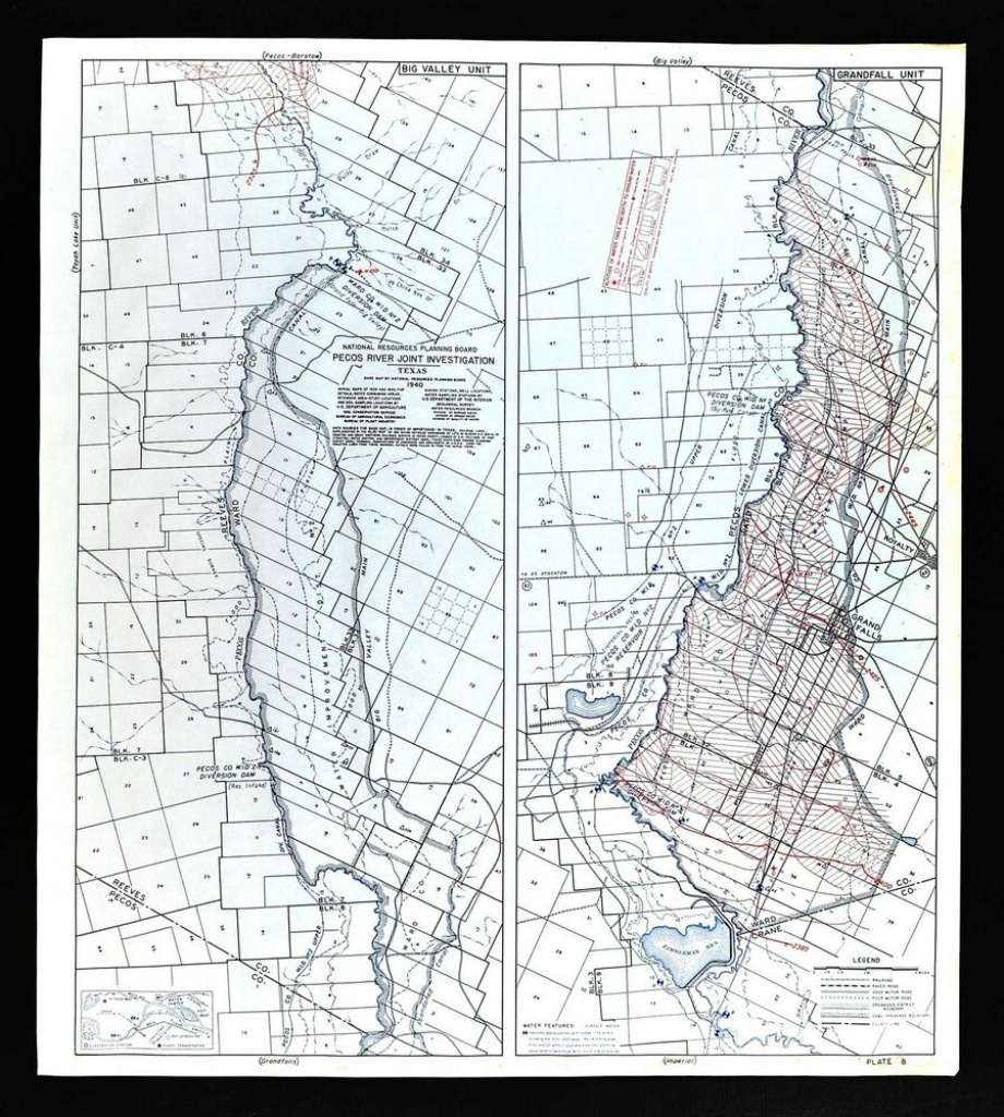 1940 Pecos River Texas Map - Water Table Depths &amp;amp; Wells - Grand - Pecos Texas Map