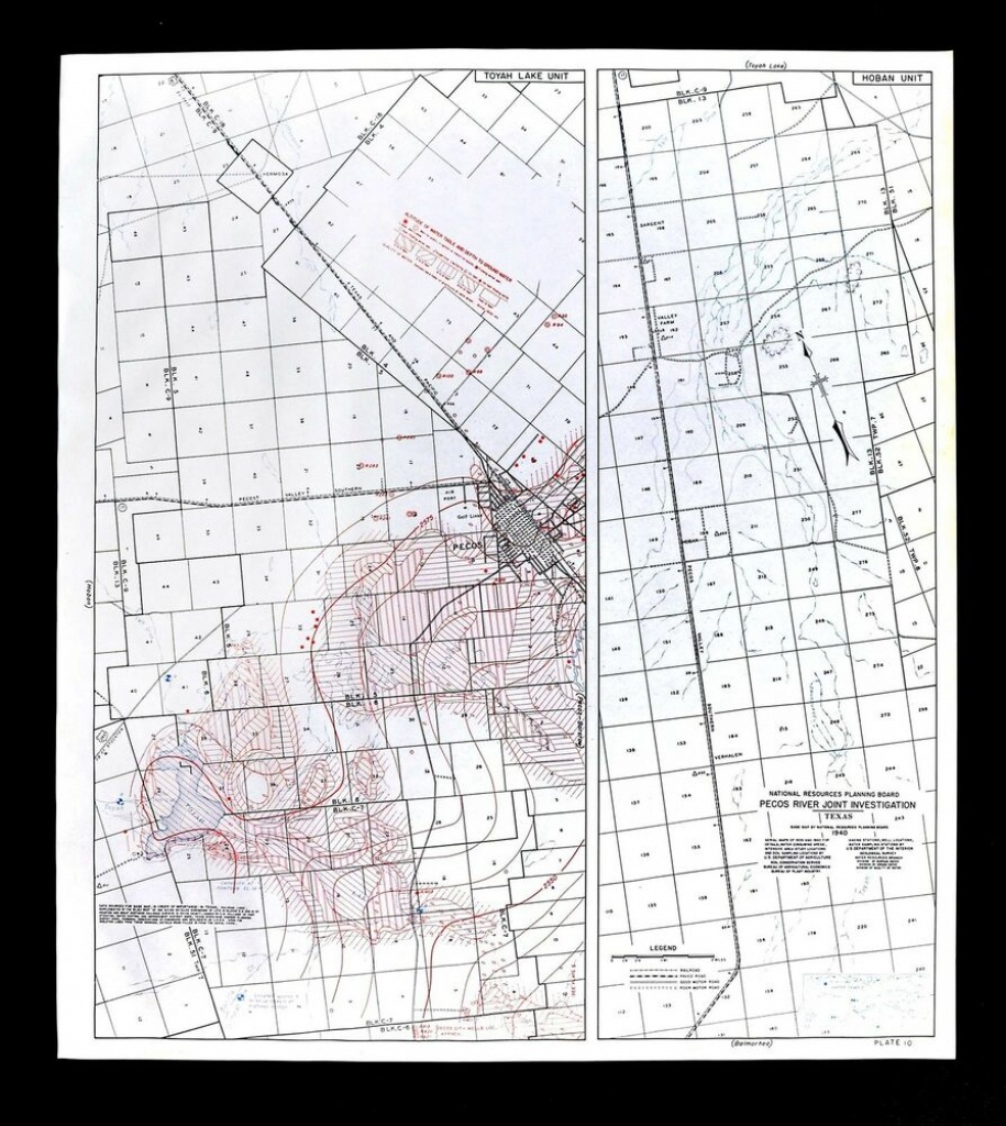 1940 Pecos Texas Map - Water Table Depths &amp;amp; Wells - Pecos River - Pecos Texas Map