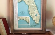 1943 Florida Original Framed Map // Vintage Framed Map Of Florida - Framed Map Of Florida