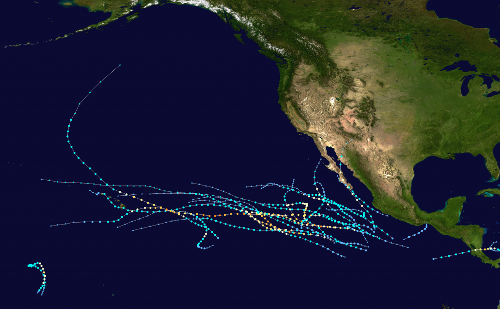 2016 Pacific Hurricane Season - Wikipedia - Printable Hurricane Tracking Map 2016