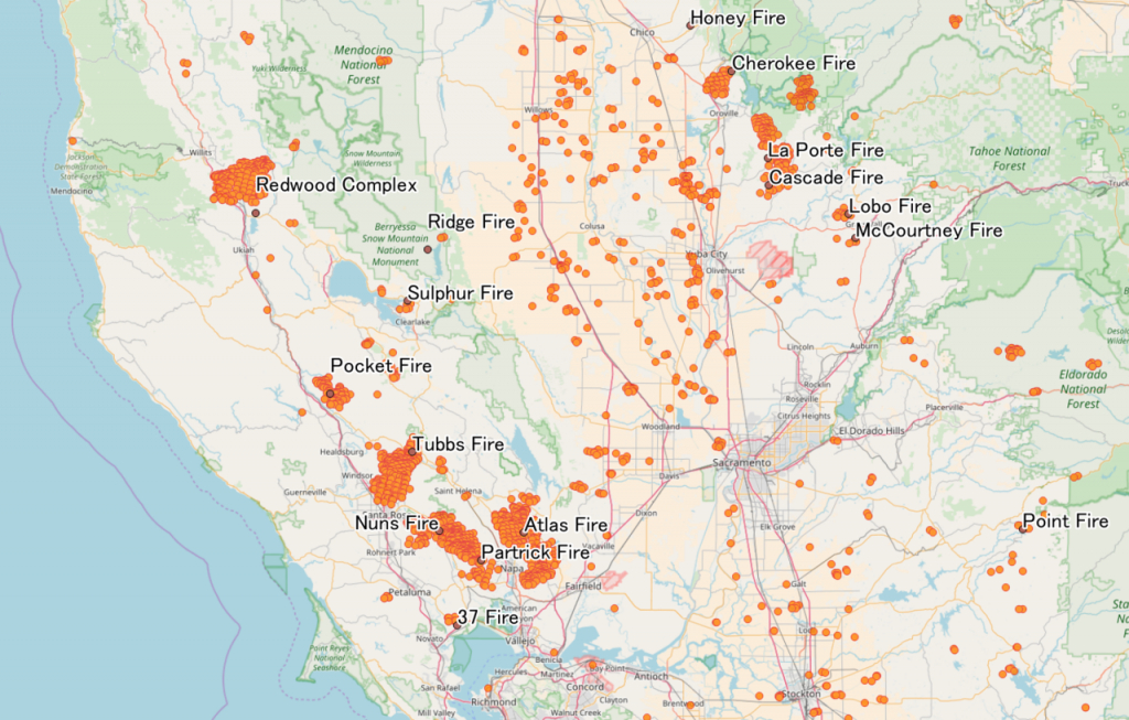 wildfires california map