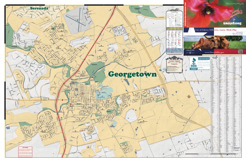 2018 Edition Map Of Georgetown, Tx - Georgetown Texas Map
