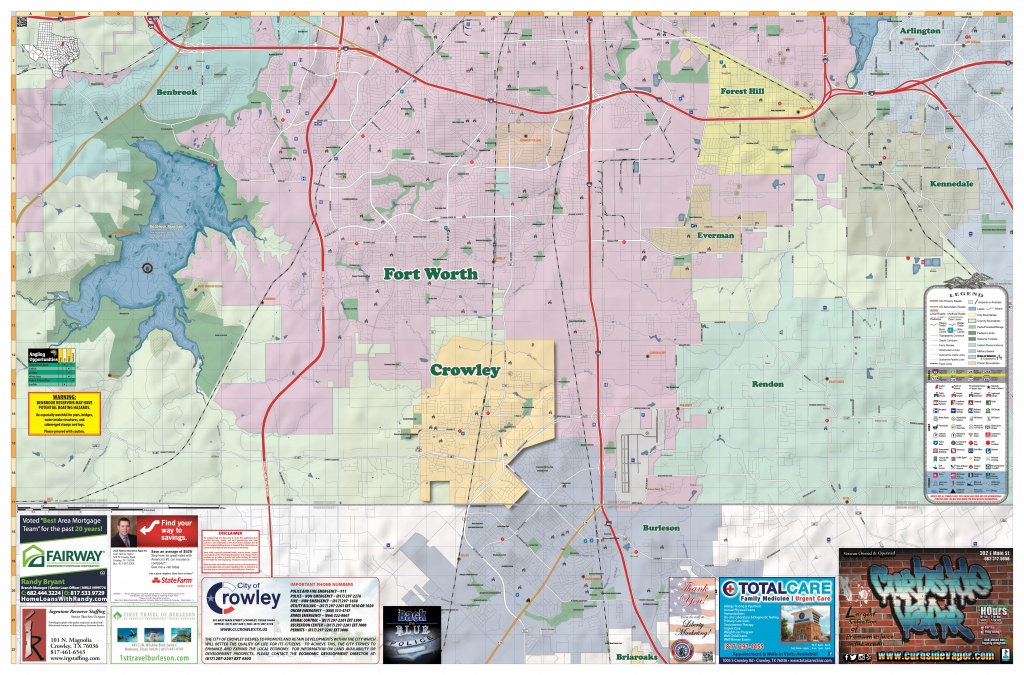 2019 Edition Map Of Crowley, Tx - Crowley Texas Map