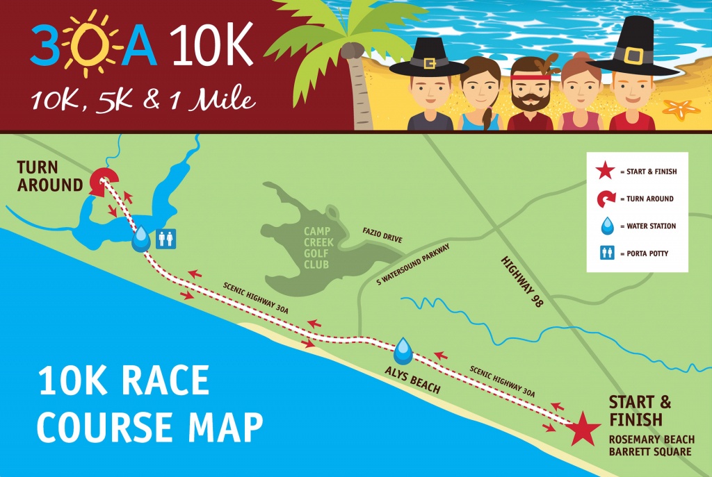 30A 10K And Fun Run | 30A 10K, 5K And Fun Run Event Maps - Watersound Florida Map