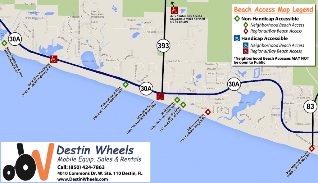 30A &amp;amp; Destin Beach Access - Destin Wheels Rentals In Destin, Fl - Destin Florida Map