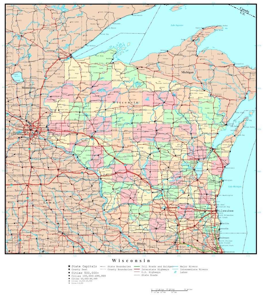 31 Described Detailed Map Of Wisconsin - Wisconsin Road Map Printable