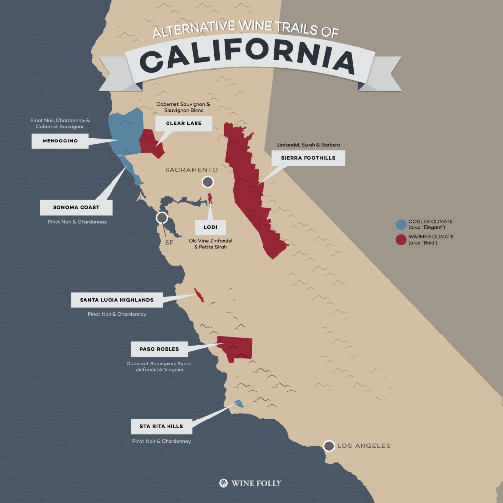 8 Alternative Wine Trails Of California | Wine Folly - California Wine Trail Map