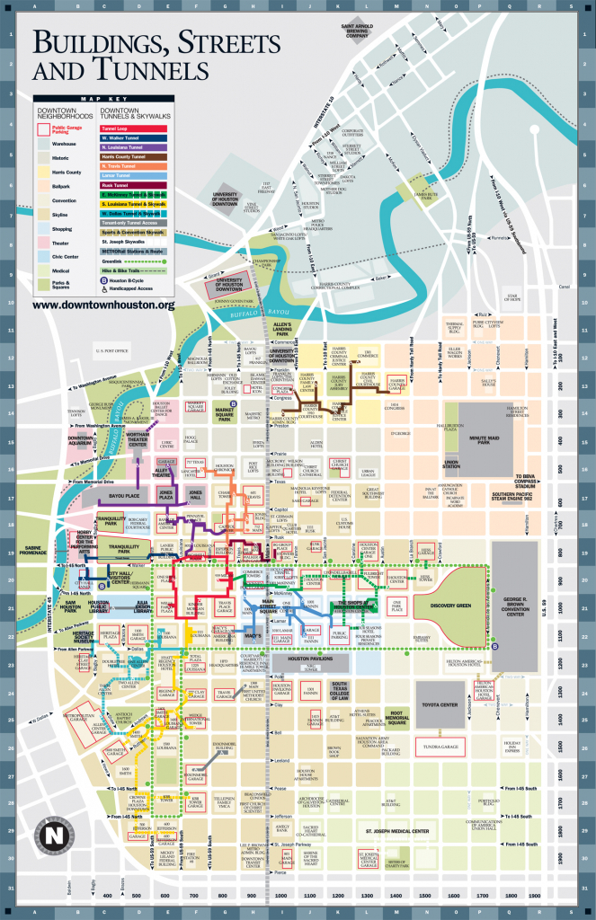 A Detailed Map Of The Underground Tunnel System Beneath Downtown - Downtown Houston Map Printable