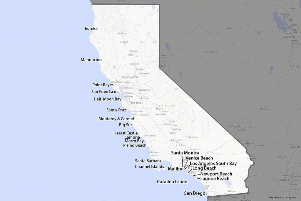 A Guide To California&amp;#039;s Coast - California Coast Attractions Map
