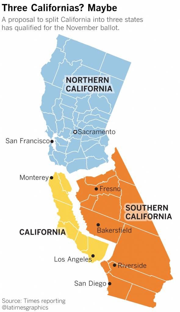 A Look At How Splitting California Into Three Separate States Might - Divide California Map
