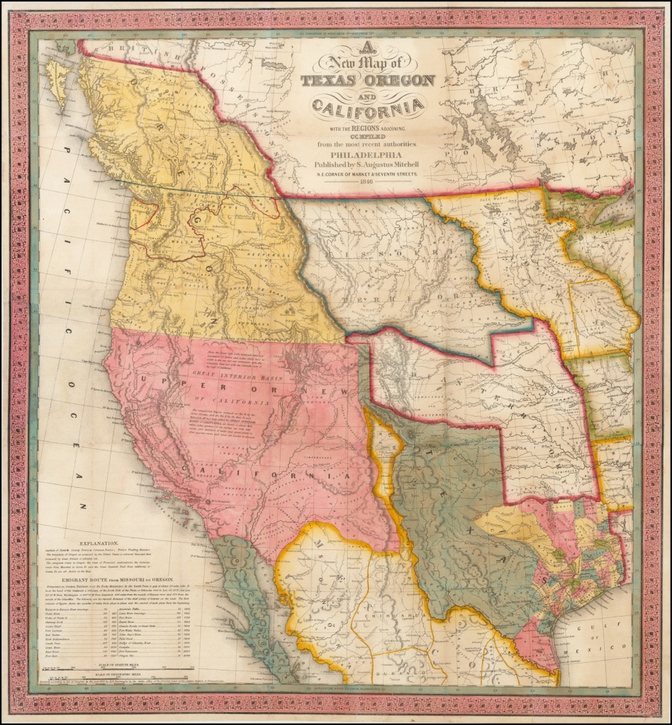 A New Map Of Texas, Oregon And California With The Regions Adjoining - Map Of Oregon And California