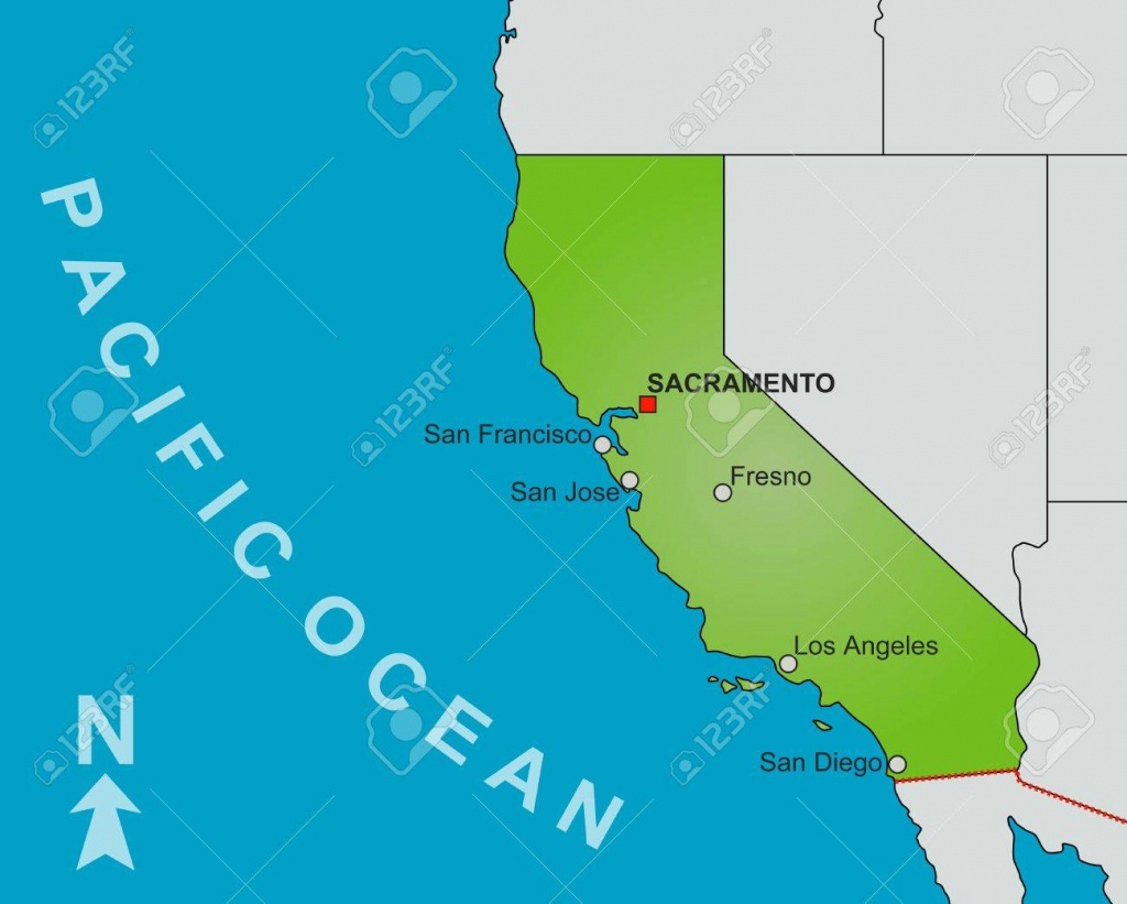 A Stylized Map Of The State Of California Showing Different Big.. - Big Map Of California