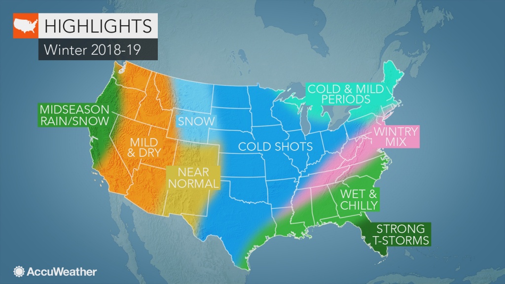 Accuweather&amp;#039;s Us Winter Forecast For 2018-2019 Season - Florida Weather Forecast Map