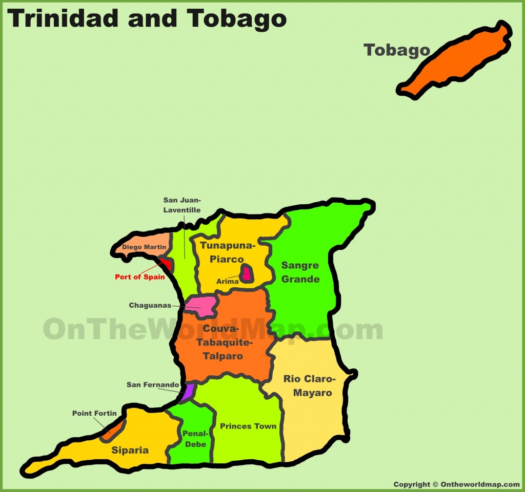 Administrative Divisions Map Of Trinidad And Tobago - Printable Map Of Trinidad And Tobago