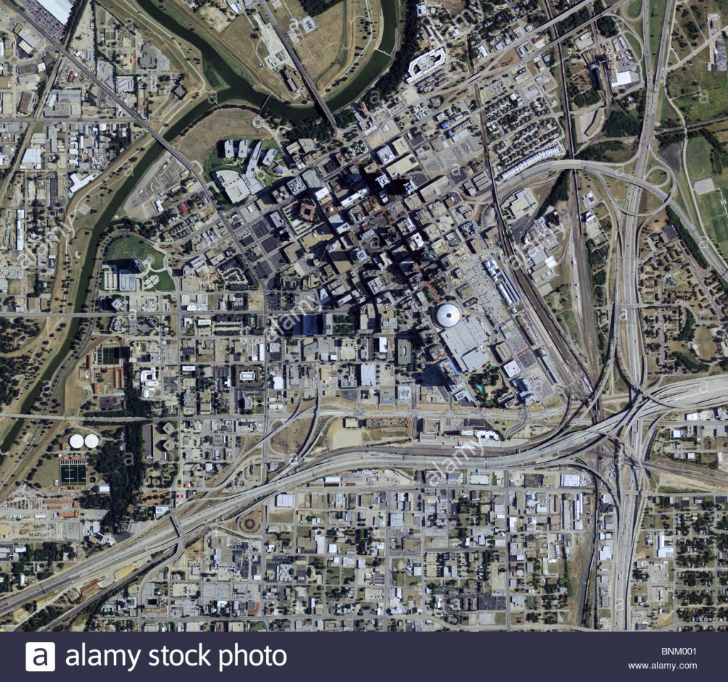 Aerial Map View Above Downtown Fort Worth Texas Stock Photo - Map Of Downtown Fort Worth Texas