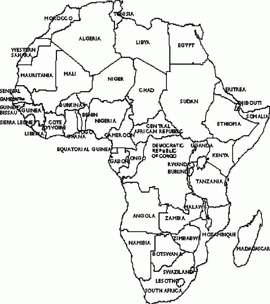 Africa Black And White Map | Sitedesignco - Map Of Africa Printable Black And White
