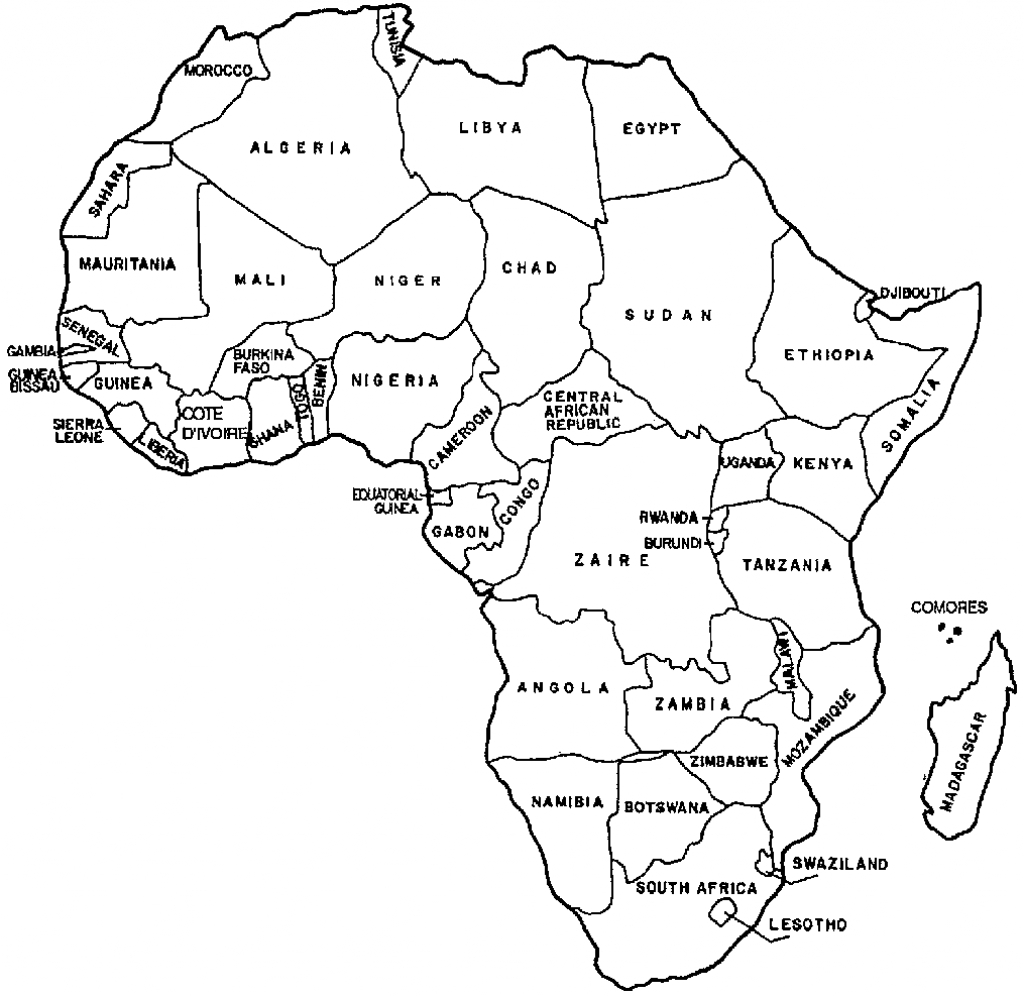 Africa Map With Countries Black And White | Campinglifestyle - Map Of Africa Printable Black And White
