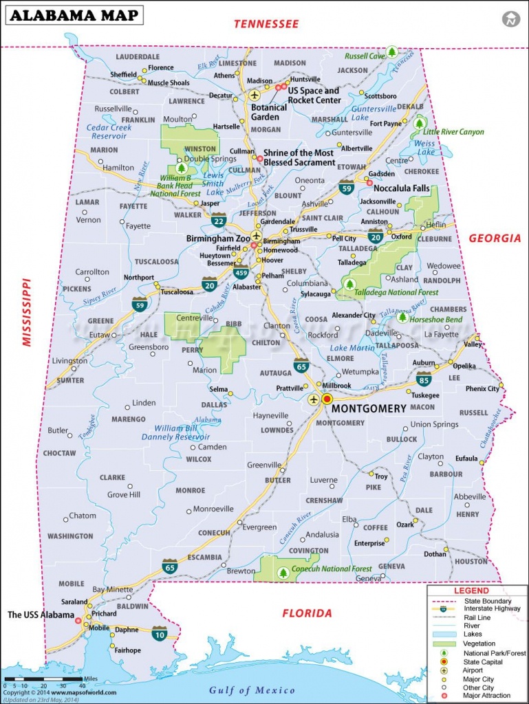 Alabama Highway Map And Travel Information | Download Free Alabama - Printable Alabama Road Map