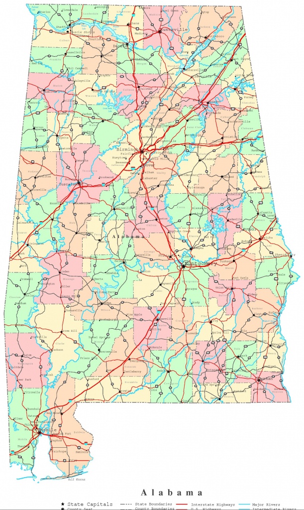 Alabama Printable Map - Alabama State Map Printable