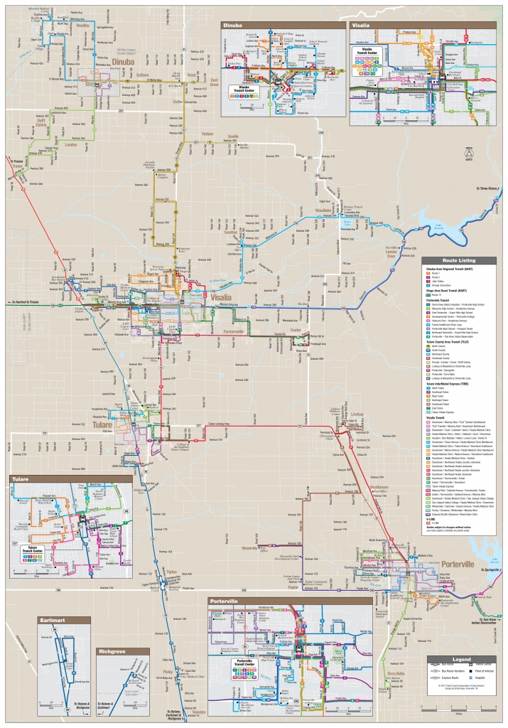 All Tulare County Bus Route Maps, Schedules, And Timetables | Tcag - Visalia California Map