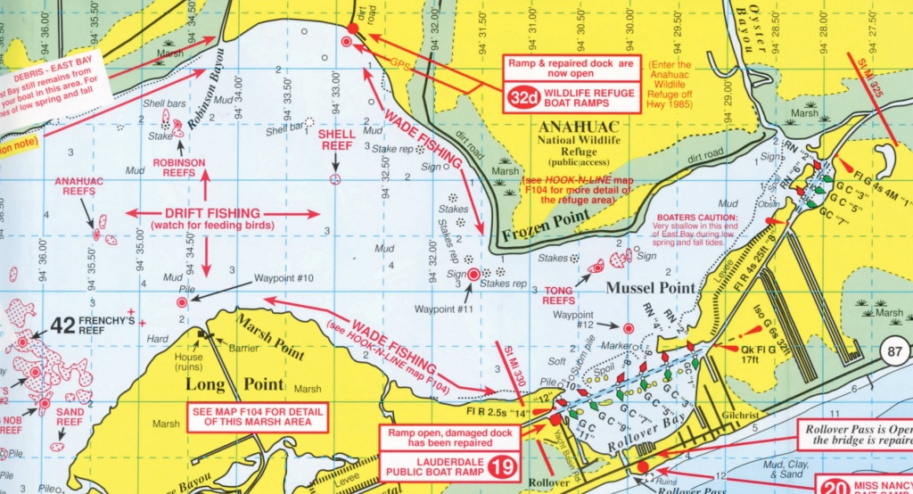 Anahuac National Wildlife Refuge - Texas Gulf Coast Fishing Maps