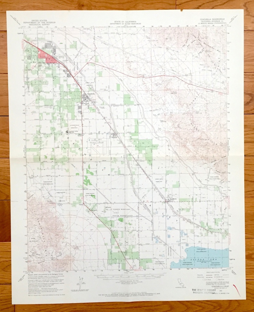 Antique Coachella, California 1956 Us Geological Survey Topographic Map –  Indio, Thermal, Mecca, Salton Sea, Riverside County, Martinez - Thermal California Map