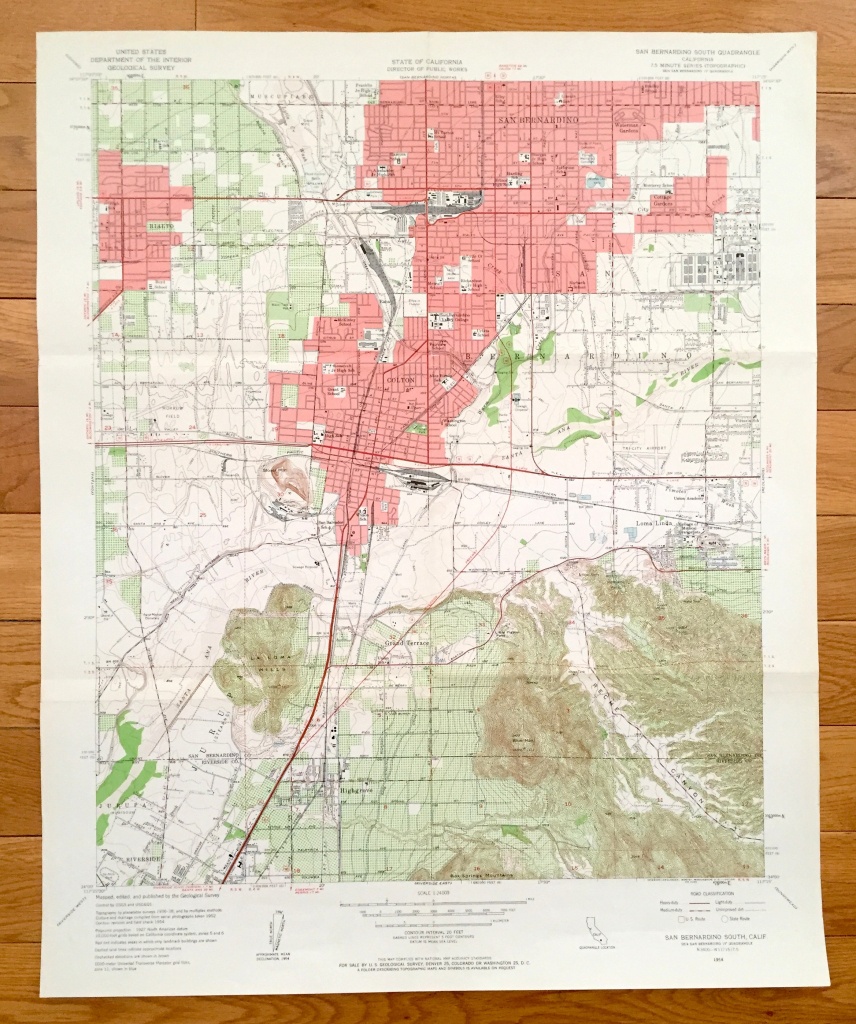 Antique San Bernardino California 1954 Us Geological Survey | Etsy - Printable Map Of Riverside County