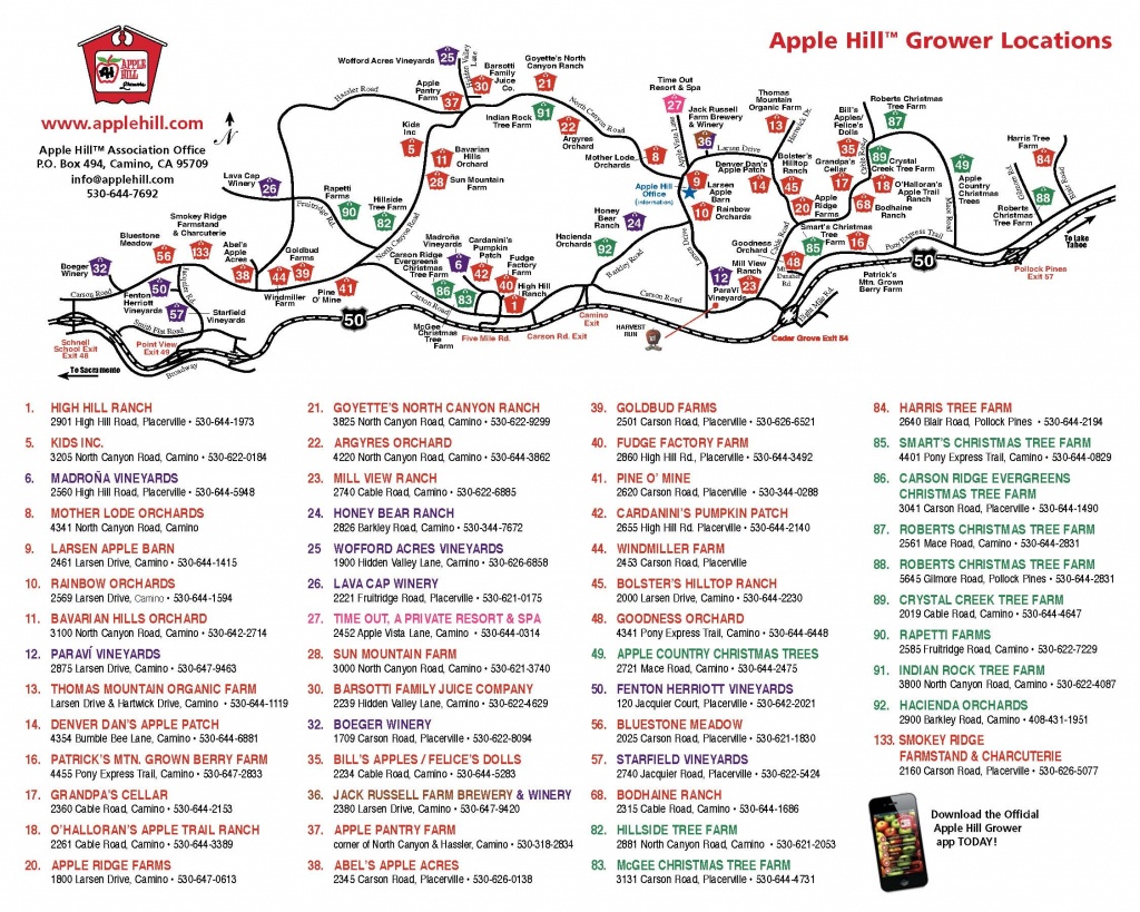 Apple Hill Lodgingnorth Canyon Inn - Apple Hill Printable Map