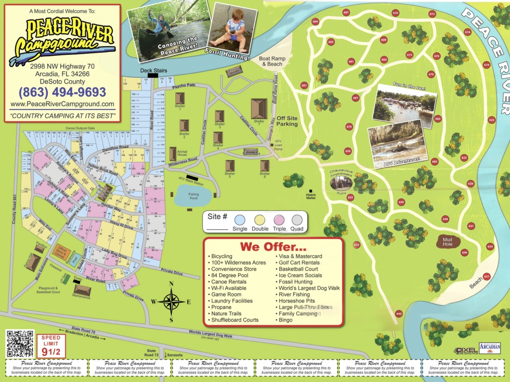 Arcadia Peace River Campground - Florida Tent Camping Map