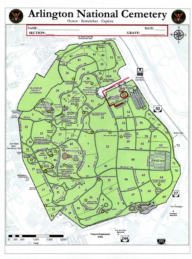 Arlington Cemetery Printable Map