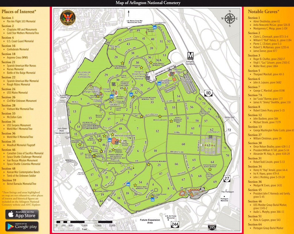 Arlington National Cemetery Map - Printable Map Of Arlington National Cemetery