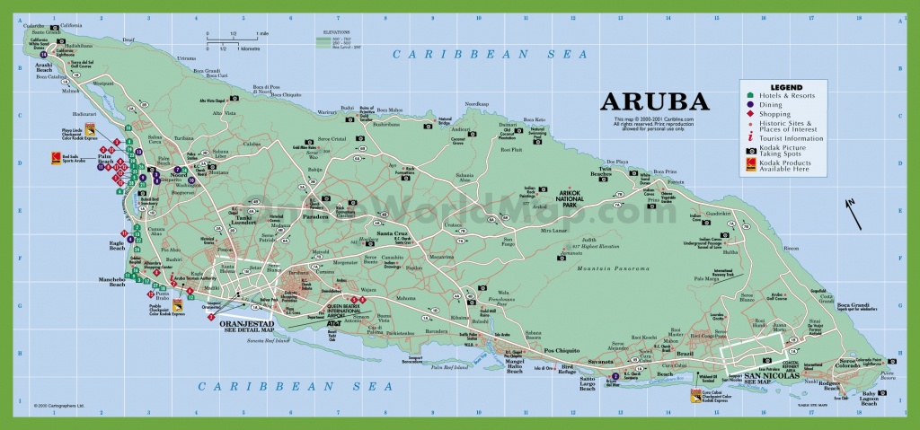 Aruba Road Map - Printable Map Of Aruba