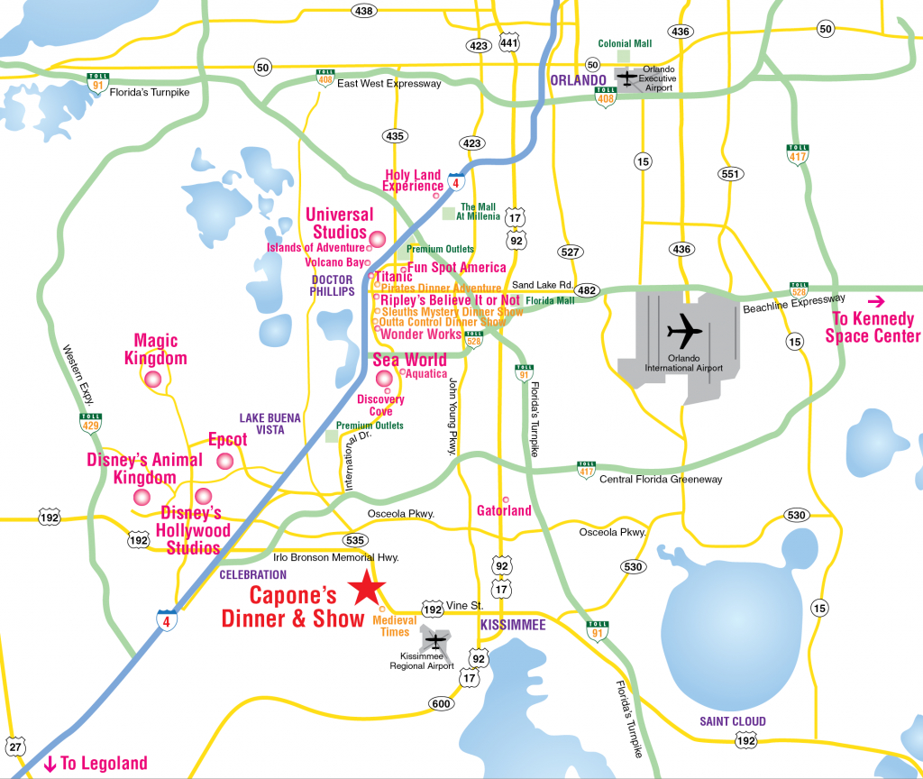 Attractions Map : Orlando Area Theme Park Map : Alcapones - Florida Theme Parks On A Map