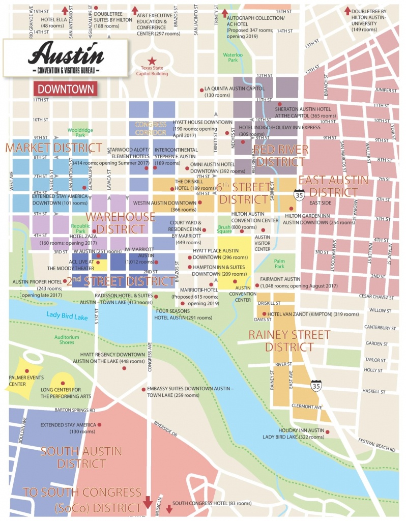 Austin Downtown Hotel Map - Printable Map Of Austin