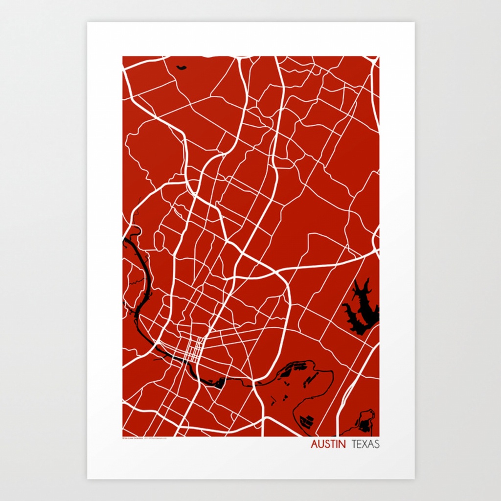 Austin Texas Map Art Printstudiotesouro | Society6 - Texas Map Art