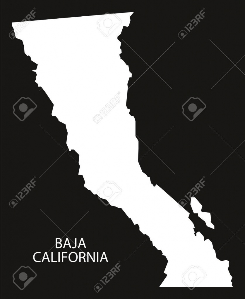Baja California Mexico Map Black Inverted Silhouette Royalty Free - Baja California Norte Map