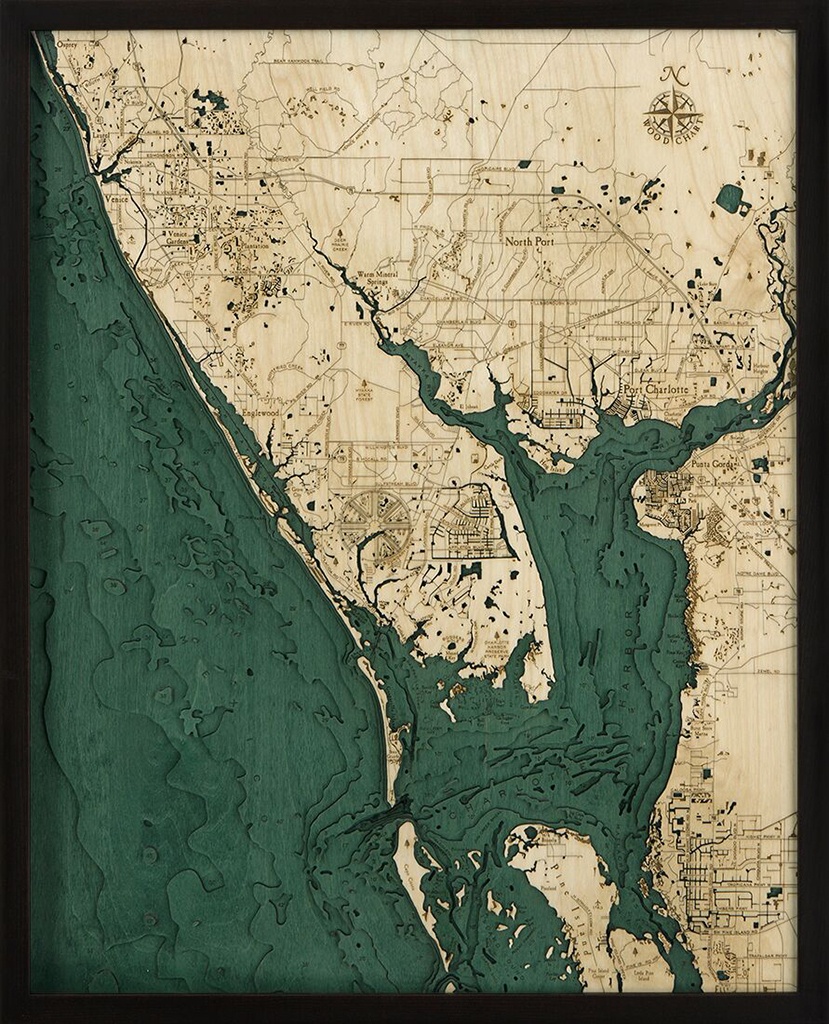 Bathymetric Map Charlotte Harbor - Scrimshaw Gallery - Charlotte Harbor Florida Map