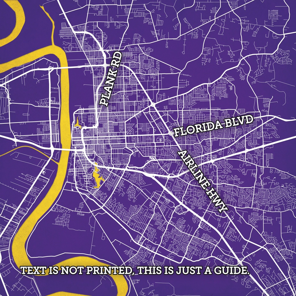 Baton Rouge, Louisiana Map Art - City Prints - Printable Map Of Baton Rouge