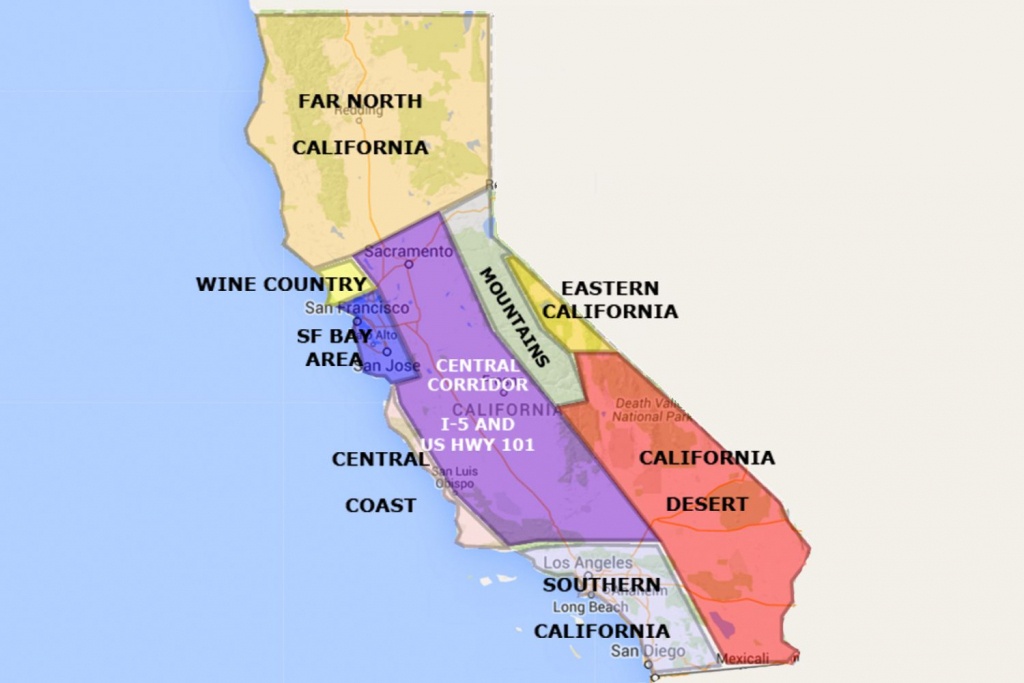 Best California Statearea And Regions Map - Beach Map Of California